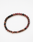 Pulsera Rodonita Veta Negra- Bola 5 mm (Goma)