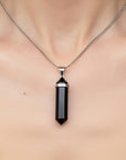 Colgante Obsidiana Negra puntiagudo - Metal