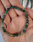 Pulsera Ágata Musgo - bola 6 mm (goma)
