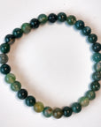 Pulsera Ágata Musgo - bola 6 mm (goma)
