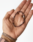Pulsera Rodonita Veta Negra- Bola 4 mm (Goma)