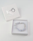 Pulsera Ágata Azul Bandeada o Calcedonia- Chip (Goma)