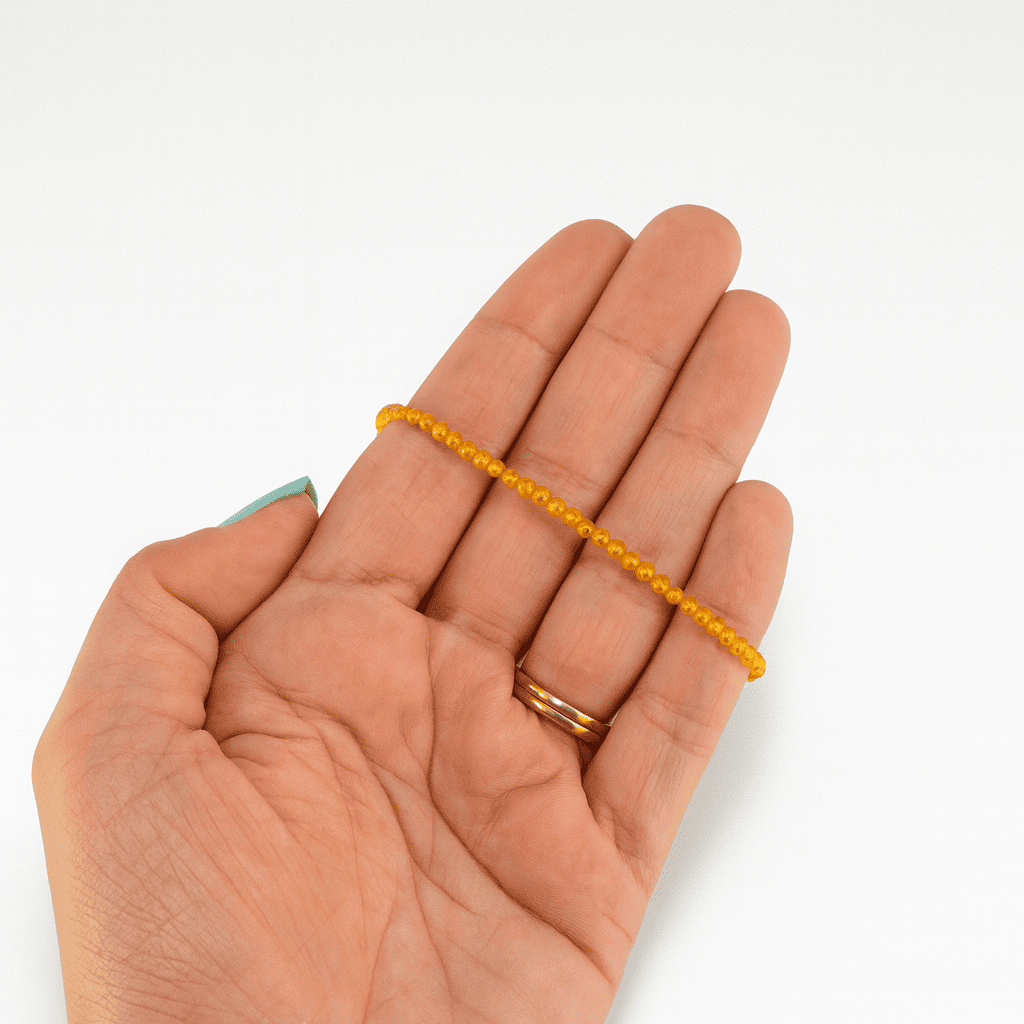 Pulsera Citrino - bola 3 mm facetada - Plata