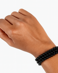 Pulsera Obsidiana Negra - bola 6mm- Goma