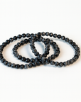 Pulsera Obsidiana Copo de Nieve - Bola 6mm -Goma