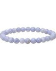 Pulsera Ágata Azul Bandeada o Calcedonia- bola 6 mm (Goma)